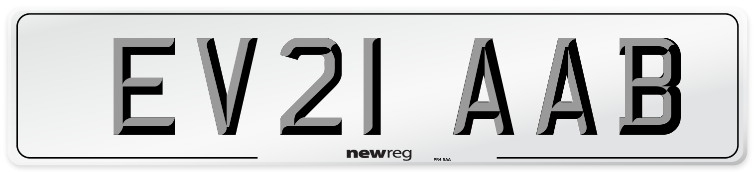 EV21 AAB Number Plate from New Reg